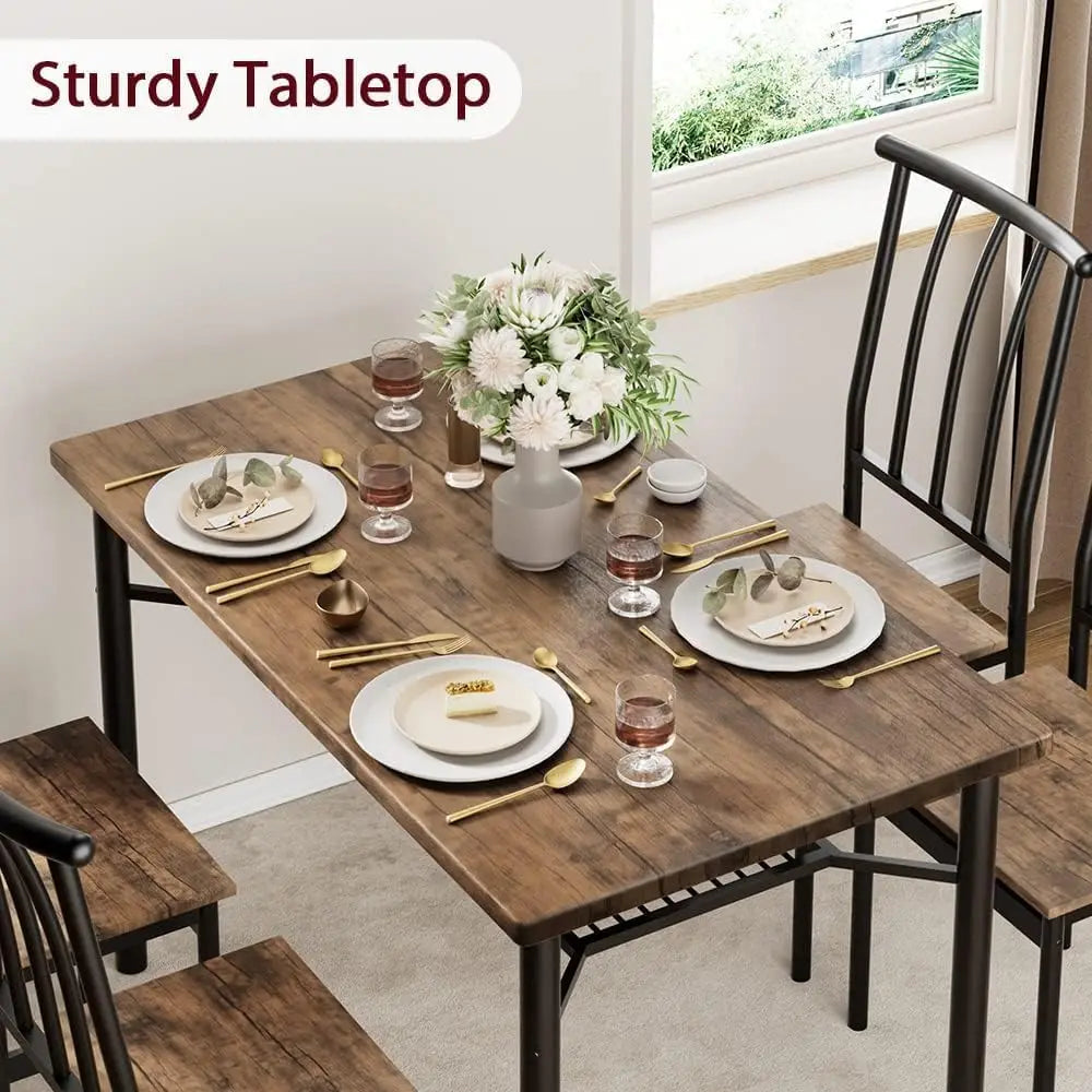 Garvee Outdoor Dining Set with Table and Textilene Patio Chairs