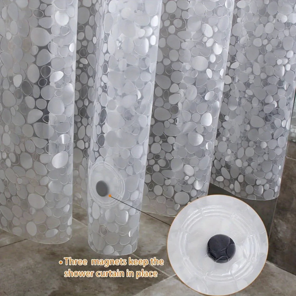 Pebble Pattern Heavy-Duty Shower Curtain Liner With Magnets PEVA