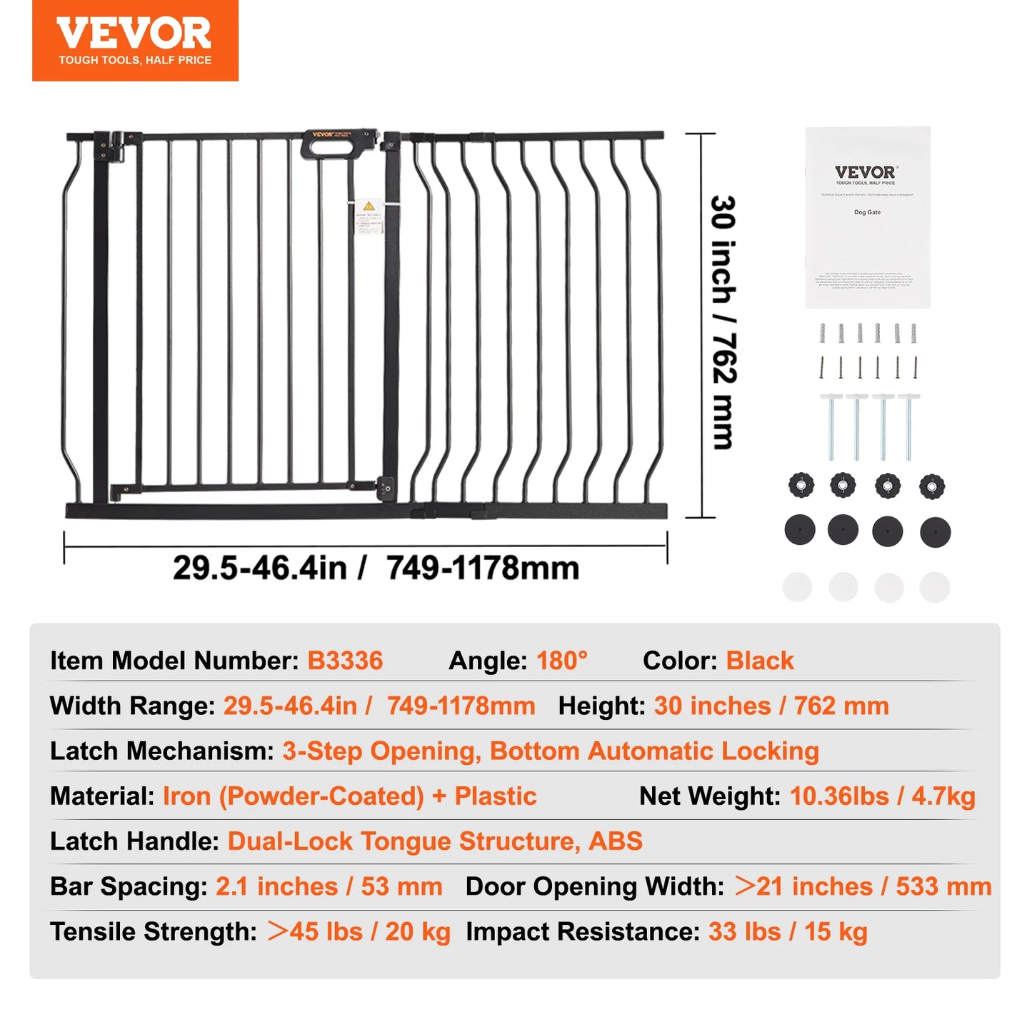 SucceBuy Baby Gate Pressure Mount Walk Through For Kids Pets