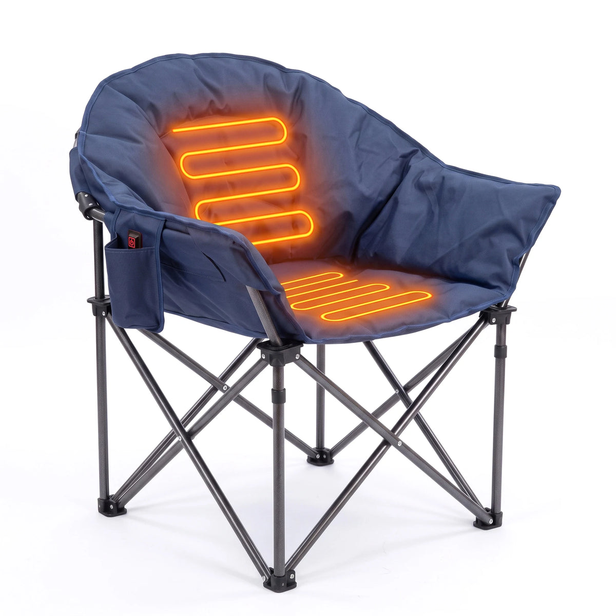 Heated Folding Camping Chair With Cup Holder And Storage