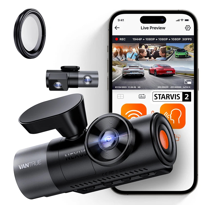 Vantrue N5 Dash Cam 4 Channel WiFi 360 NightVision GPS