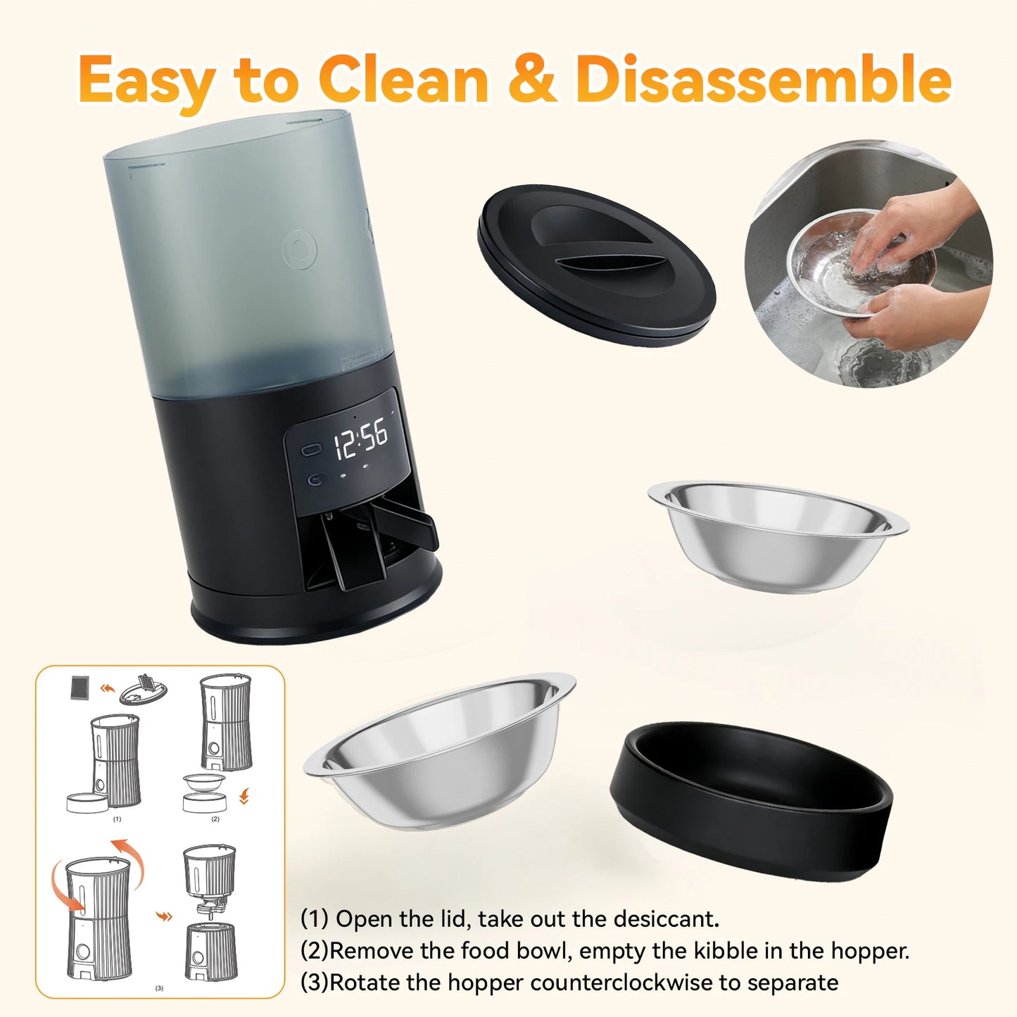 JHK Automatic Cat Feeder With Timed Dispenser And Dual Bowls