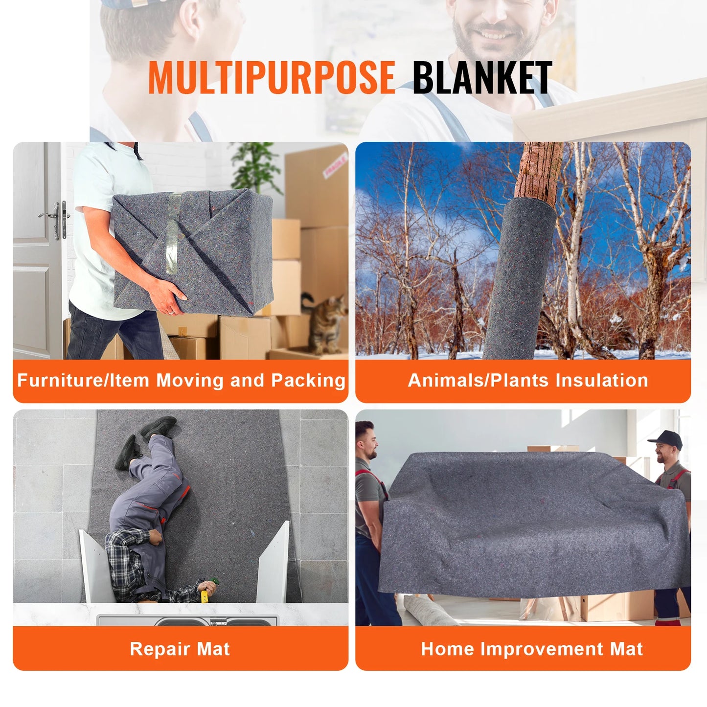 SucceBuy Heavy Duty Moving Blankets Recycled Cotton Furniture Packing Protection