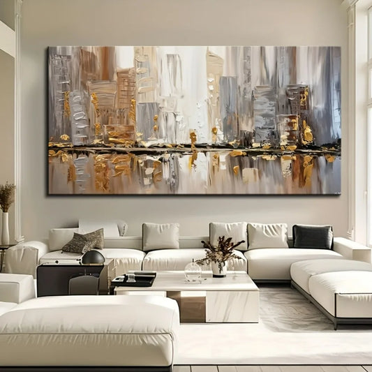 Abstract Oil Painting On Pine Frame In Art Deco Style