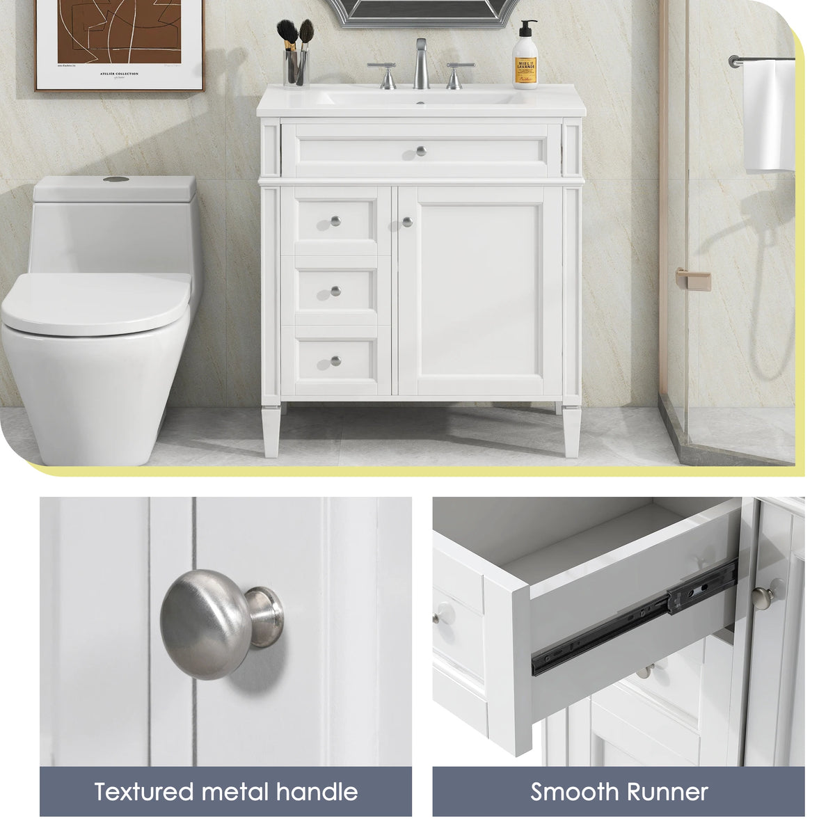 Modern Bathroom Vanity With Sink Freestanding Cabinet With Drawers