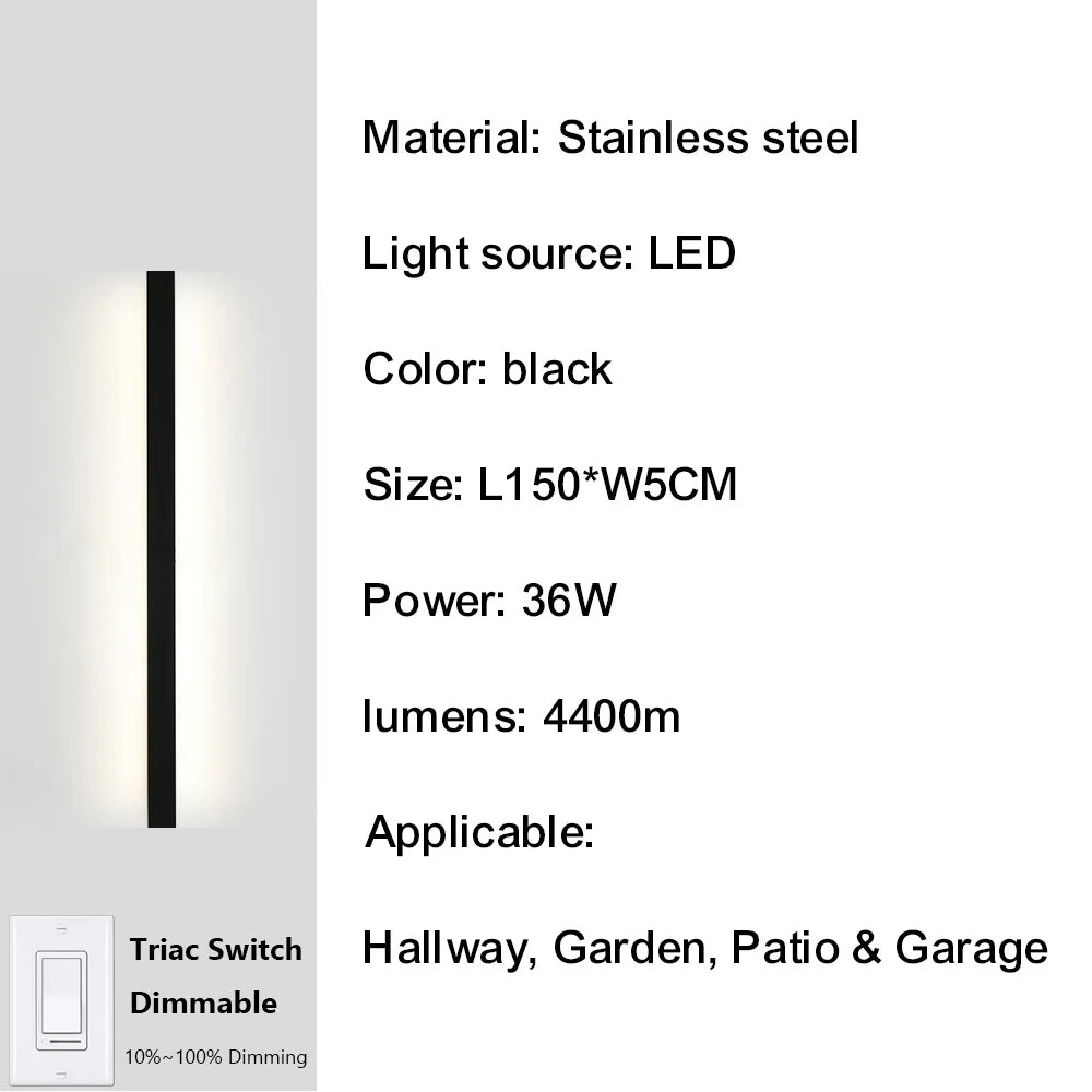 IISINUO Outdoor Porch Wall Light Dimmable Triac IP67 Stainless Steel