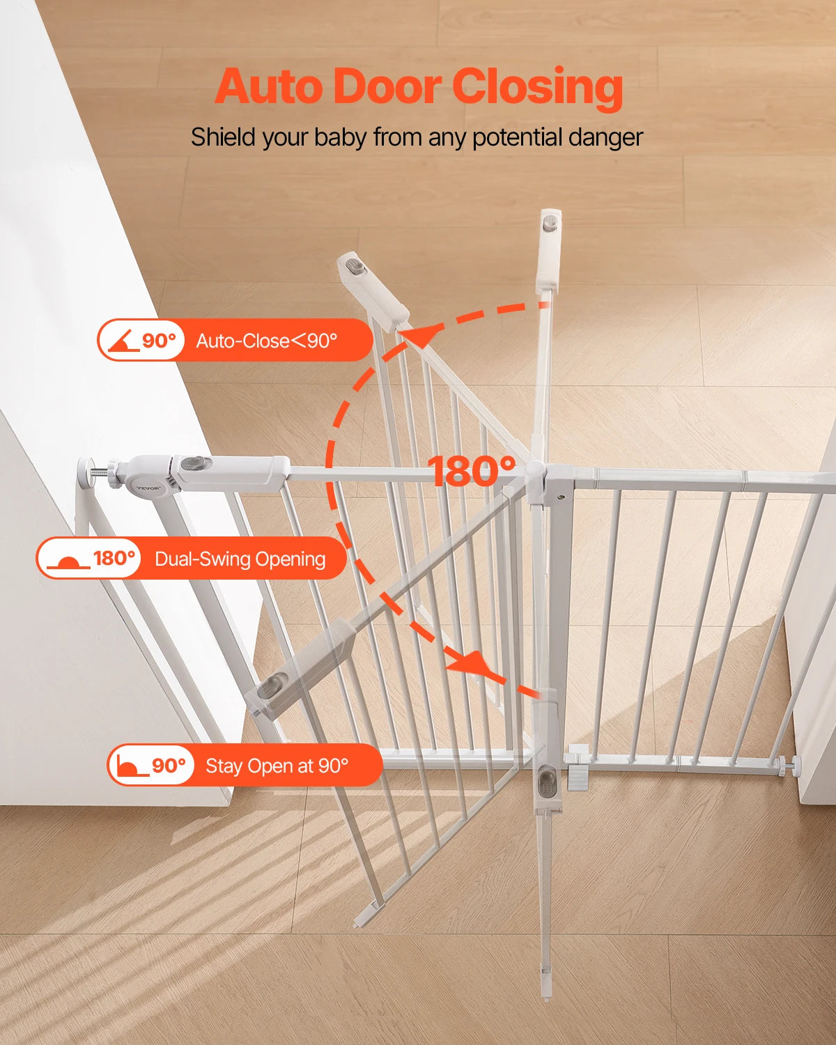 SucceBuy Baby Gate Pressure Mount Walk Through For Kids Pets