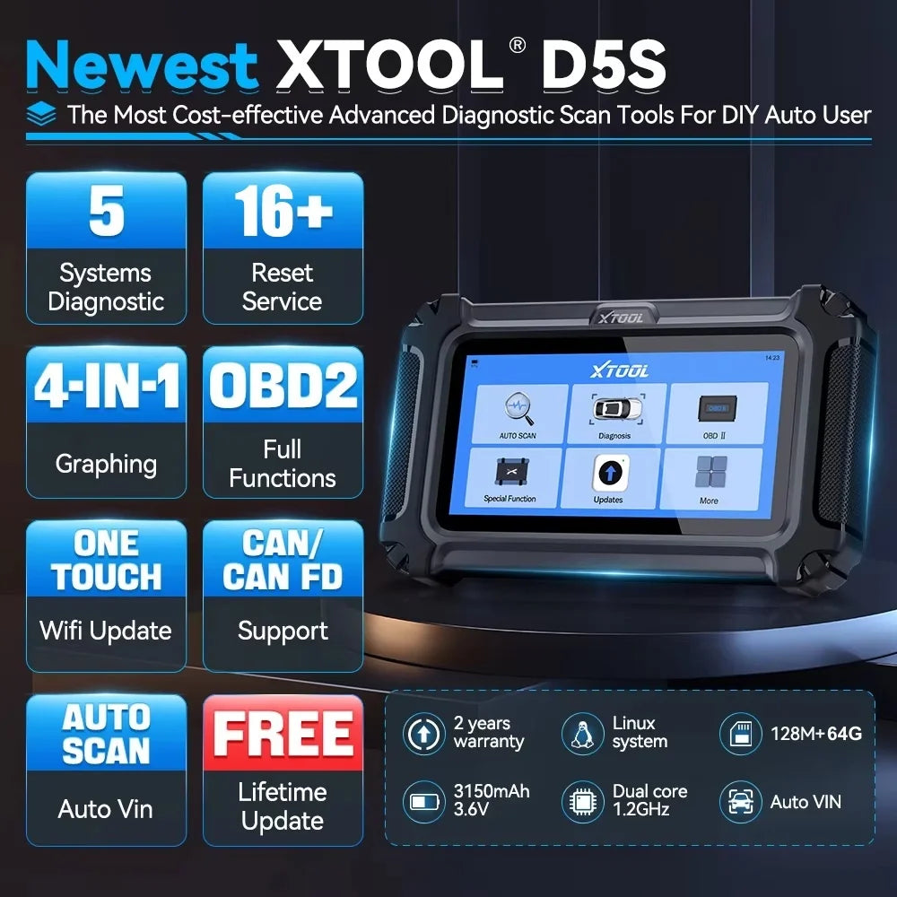 XTOOL D5S Car Diagnostic Tool 5 System OBD2 Scanner