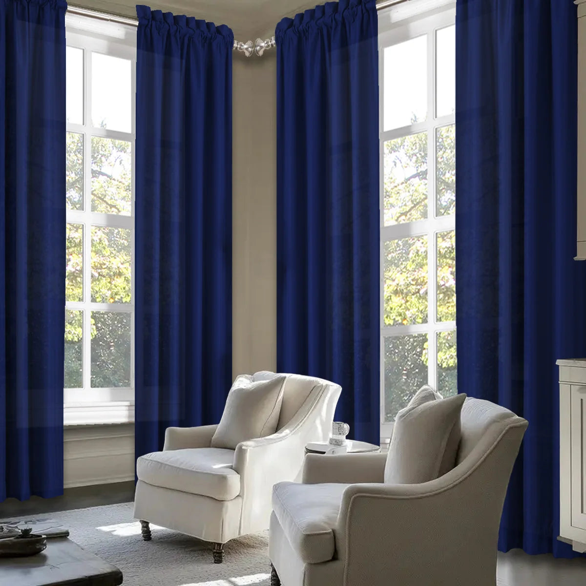 SABALANICA Light Filtering Curtain Set 4 Pieces Rod Pocket Polyester