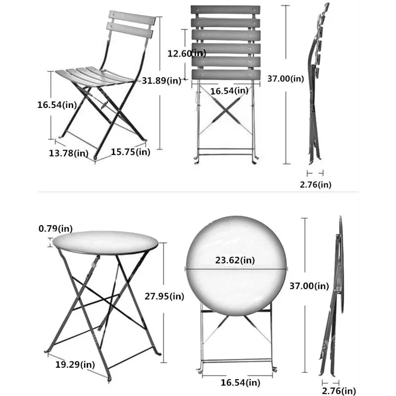 Grand Patio 3-Piece Folding Bistro Set With Premium Steel Frame