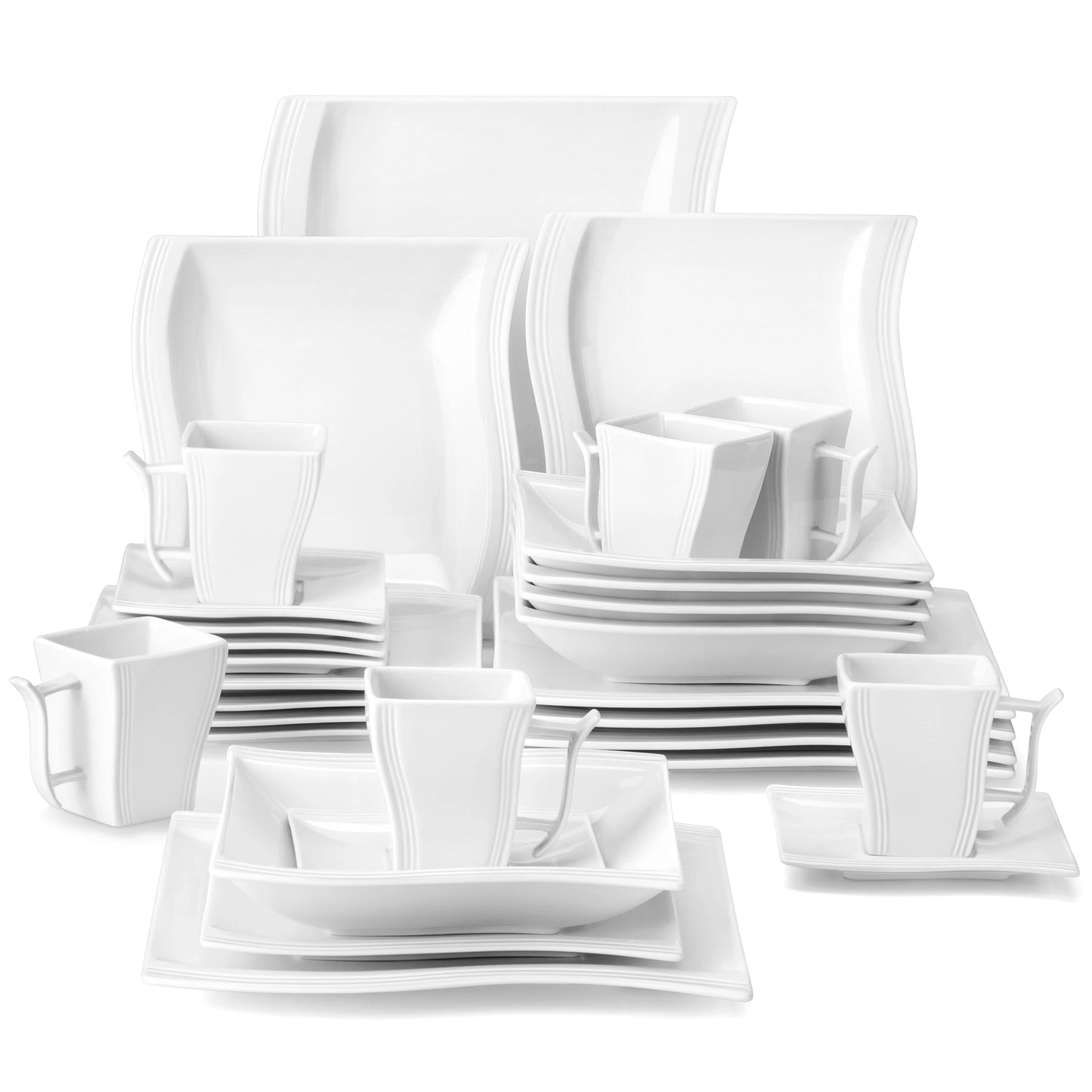 MALACASA Flora Porcelain Dinnerware Set for 12 People