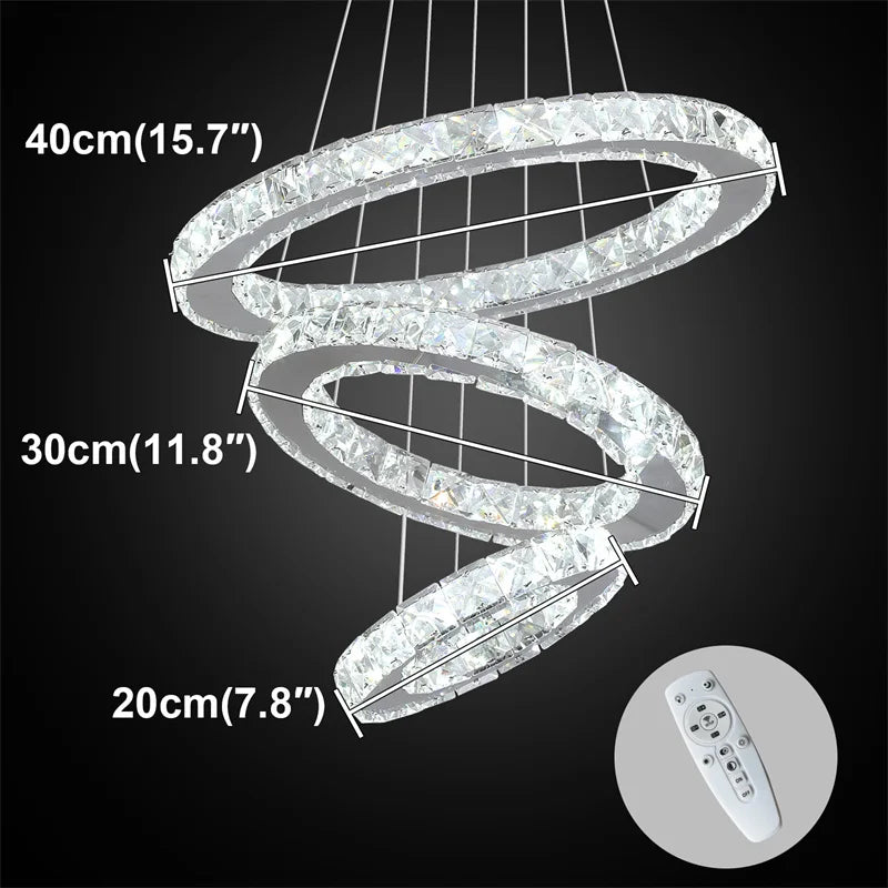 GreeLustr Modern Crystal Led Chandelier Dimming Remote Control Ceiling Lamp