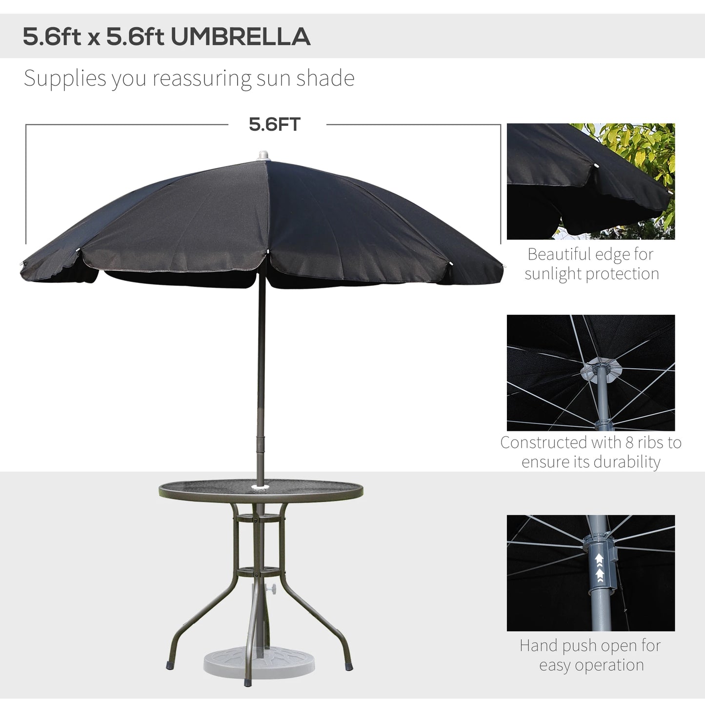 Outsunny Patio Dining Set With Umbrella And Glass Table