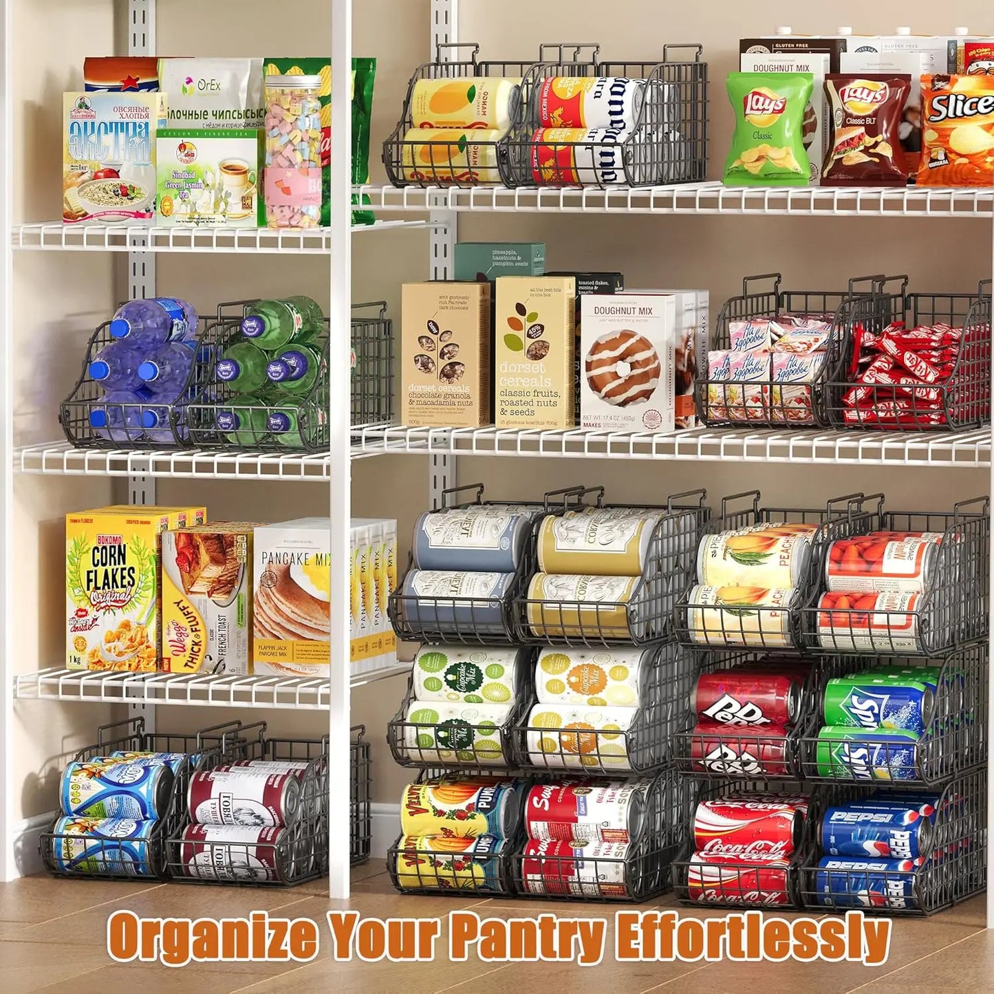 Stackable Can Organizer Rack for Pantry and Fridge