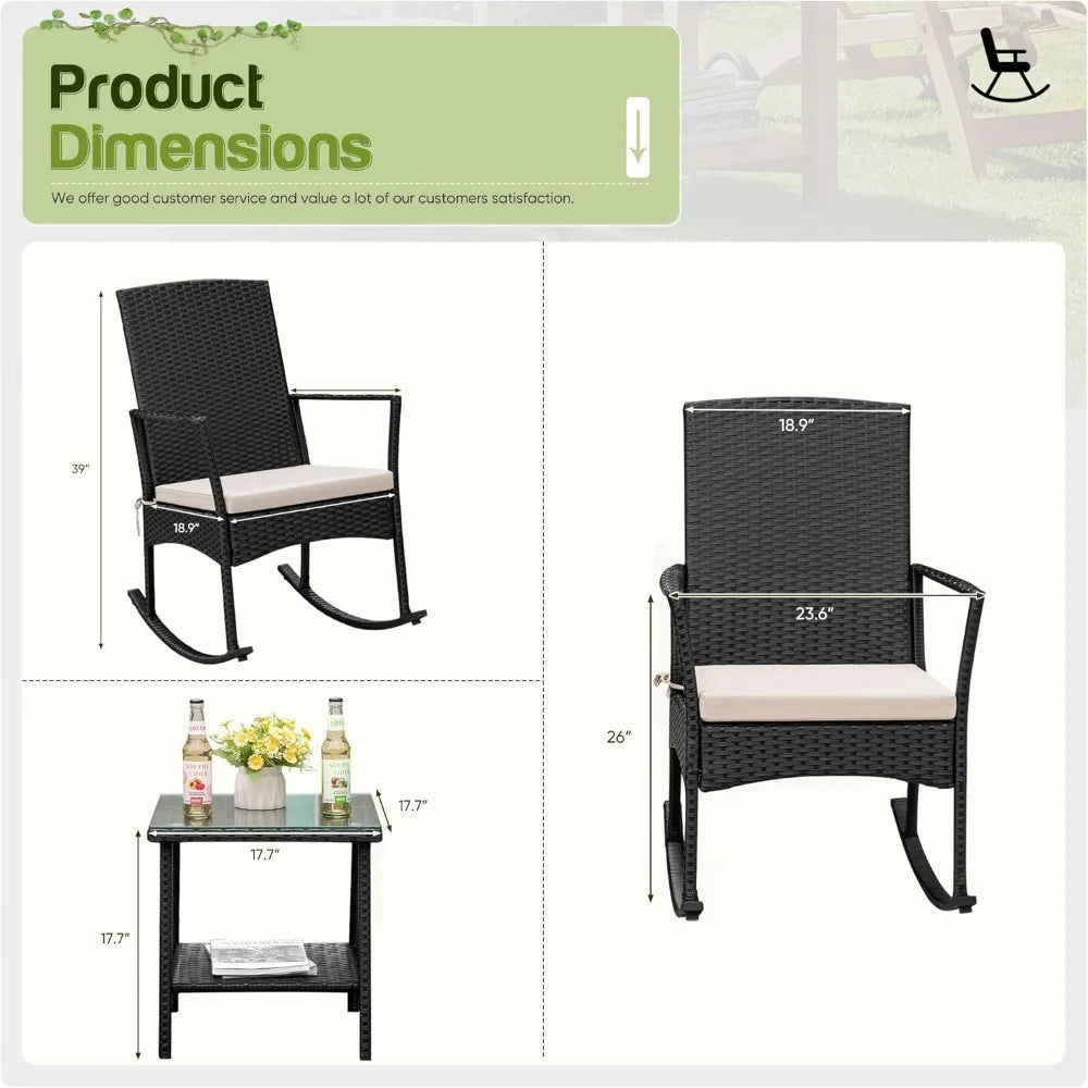 Flamaker Outdoor Furniture Rocking Chair Set For Patio Garden