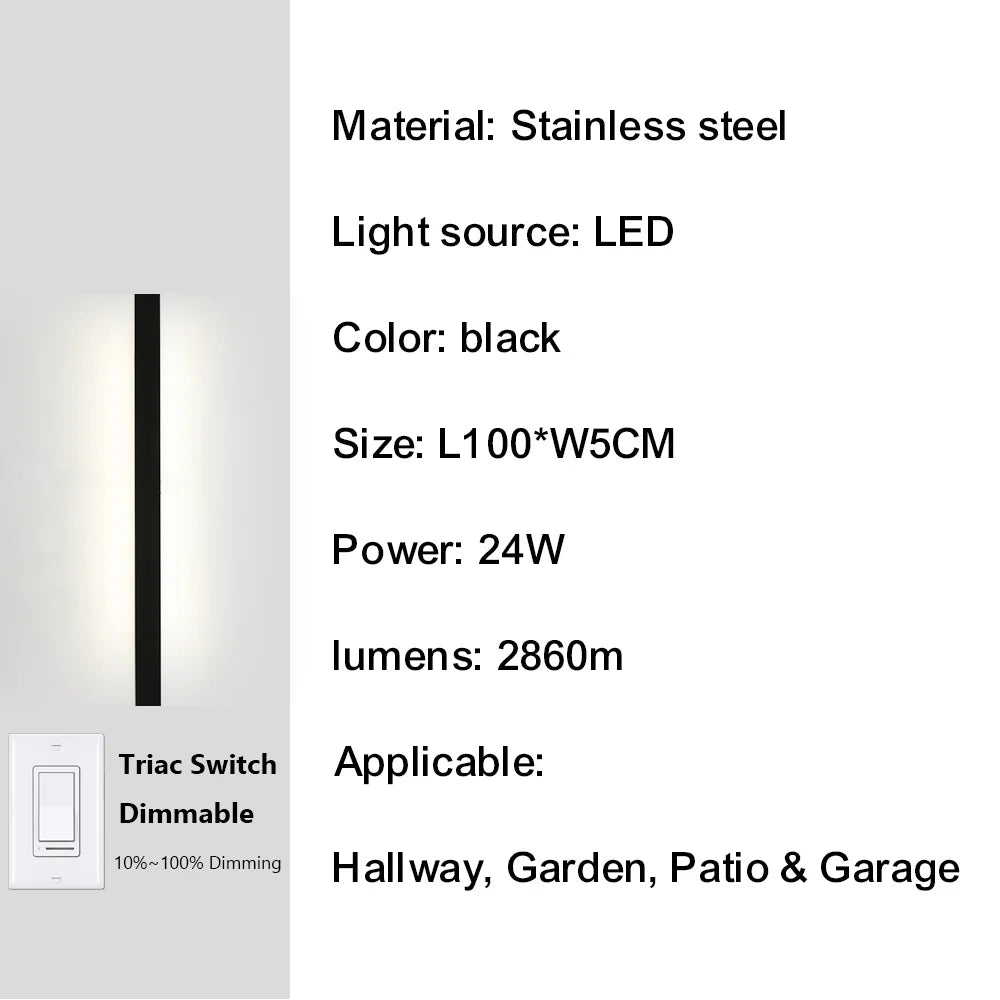 IISINUO Outdoor Porch Wall Light Dimmable Triac IP67 Stainless Steel