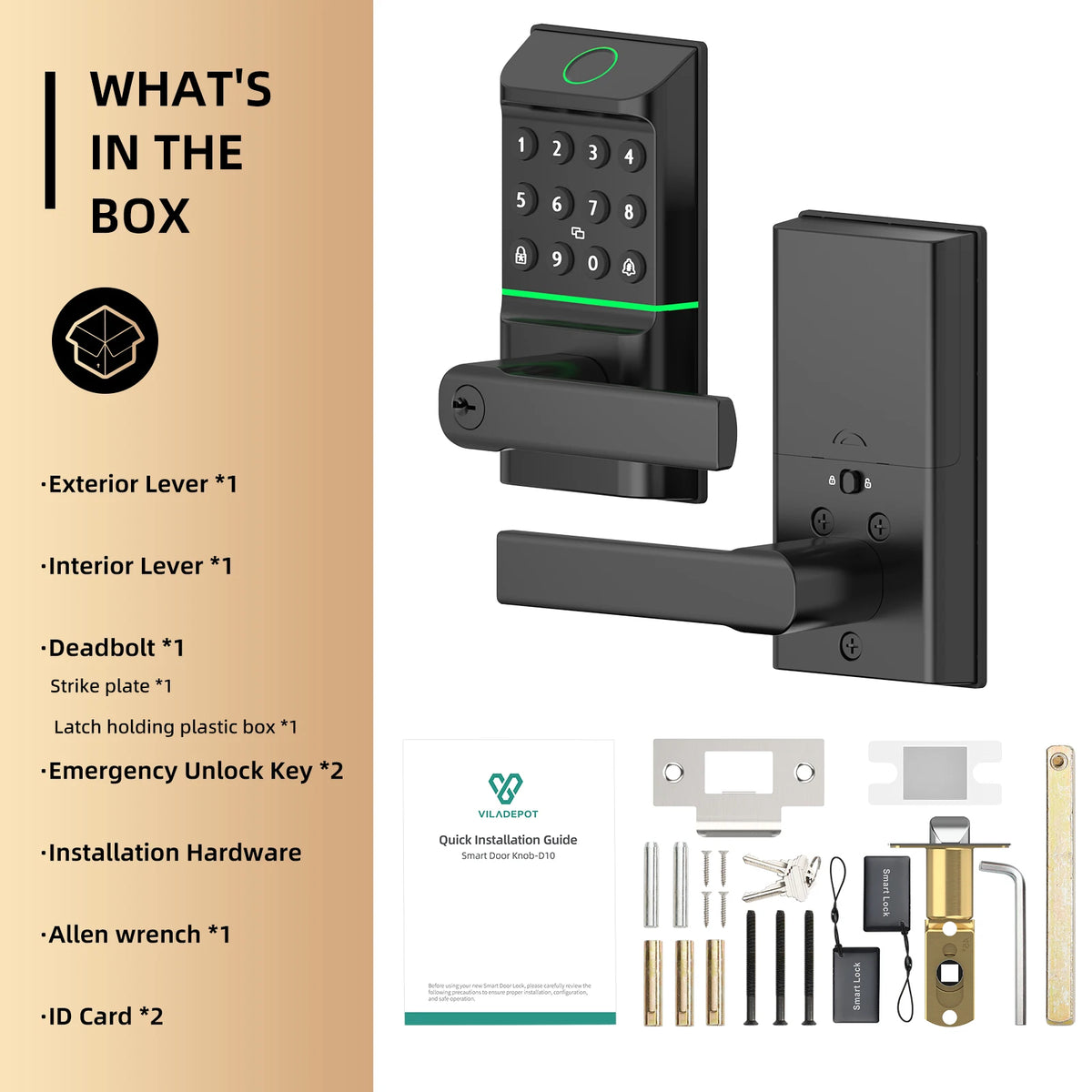 Viladepot Smart Fingerprint Door Lock With Bluetooth App Control