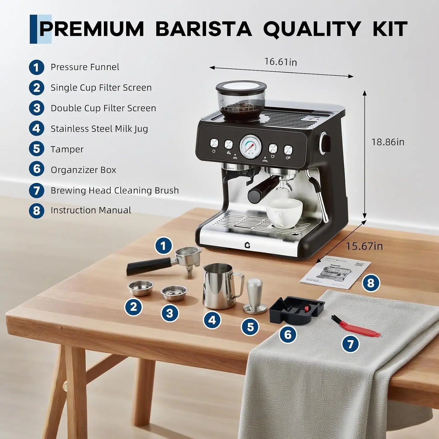 HiMISS Espresso Machine With Integrated Conical Burr Grinder