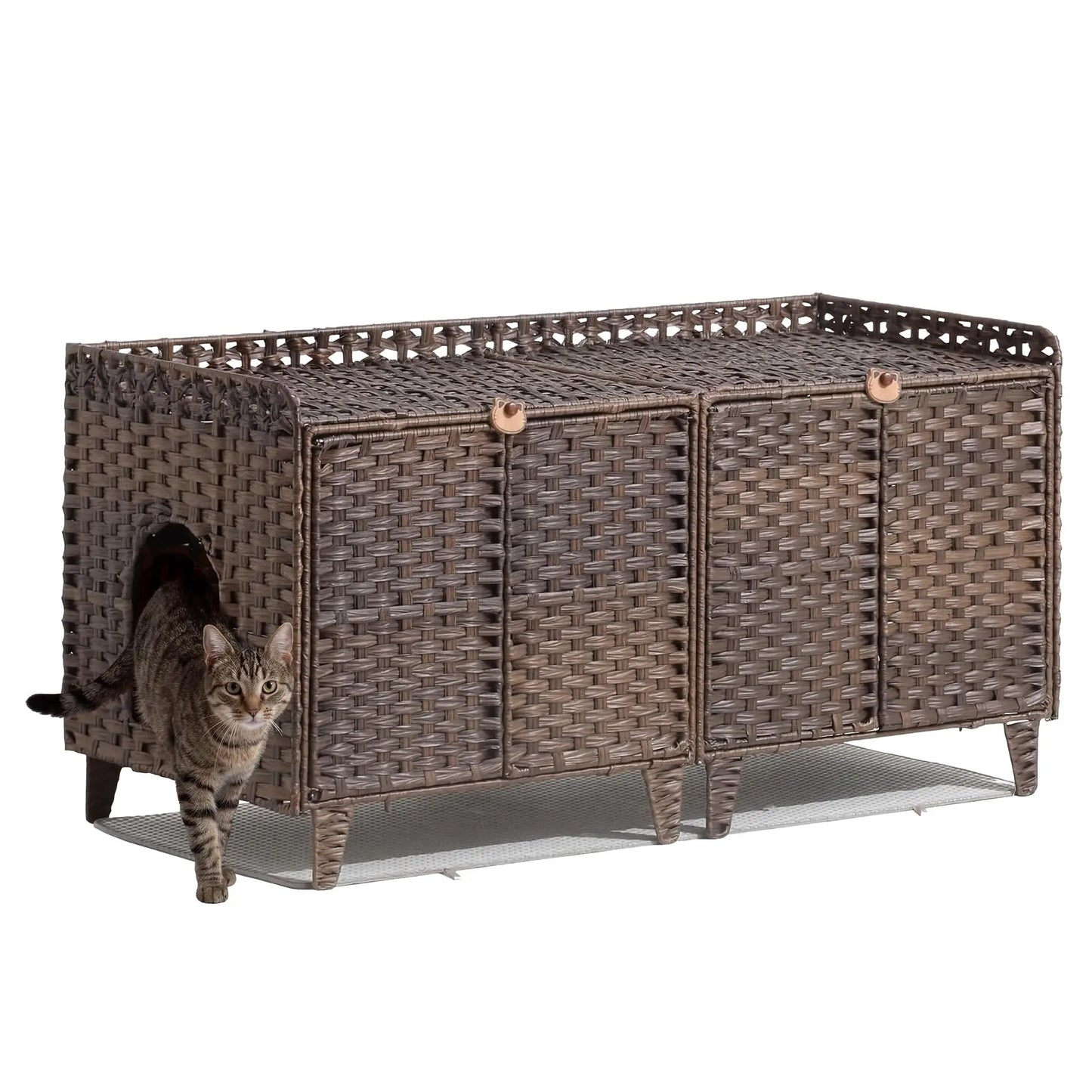 DishyKooker Cat Litter Box Enclosure With Dual Doors