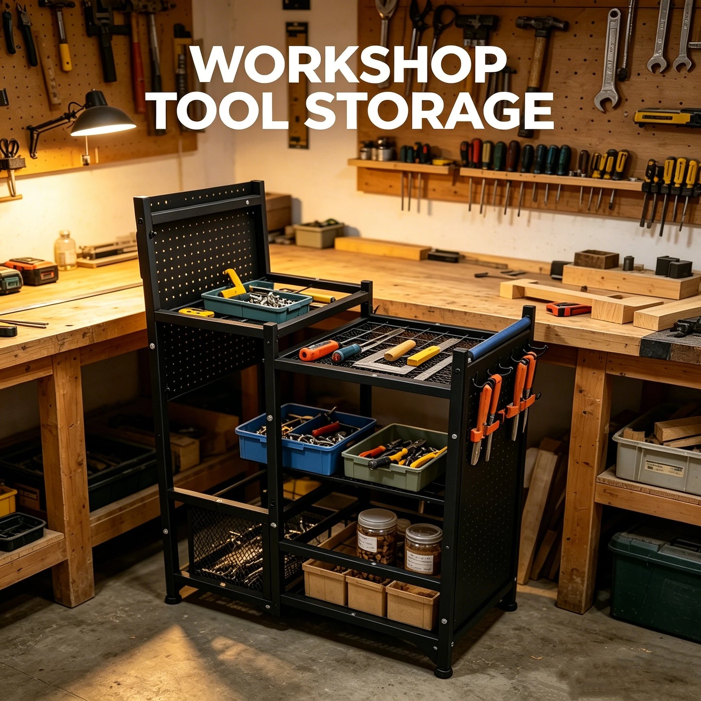 Heavy Duty Garden Tool Storage Organizer Freestanding Garage Tool Rack