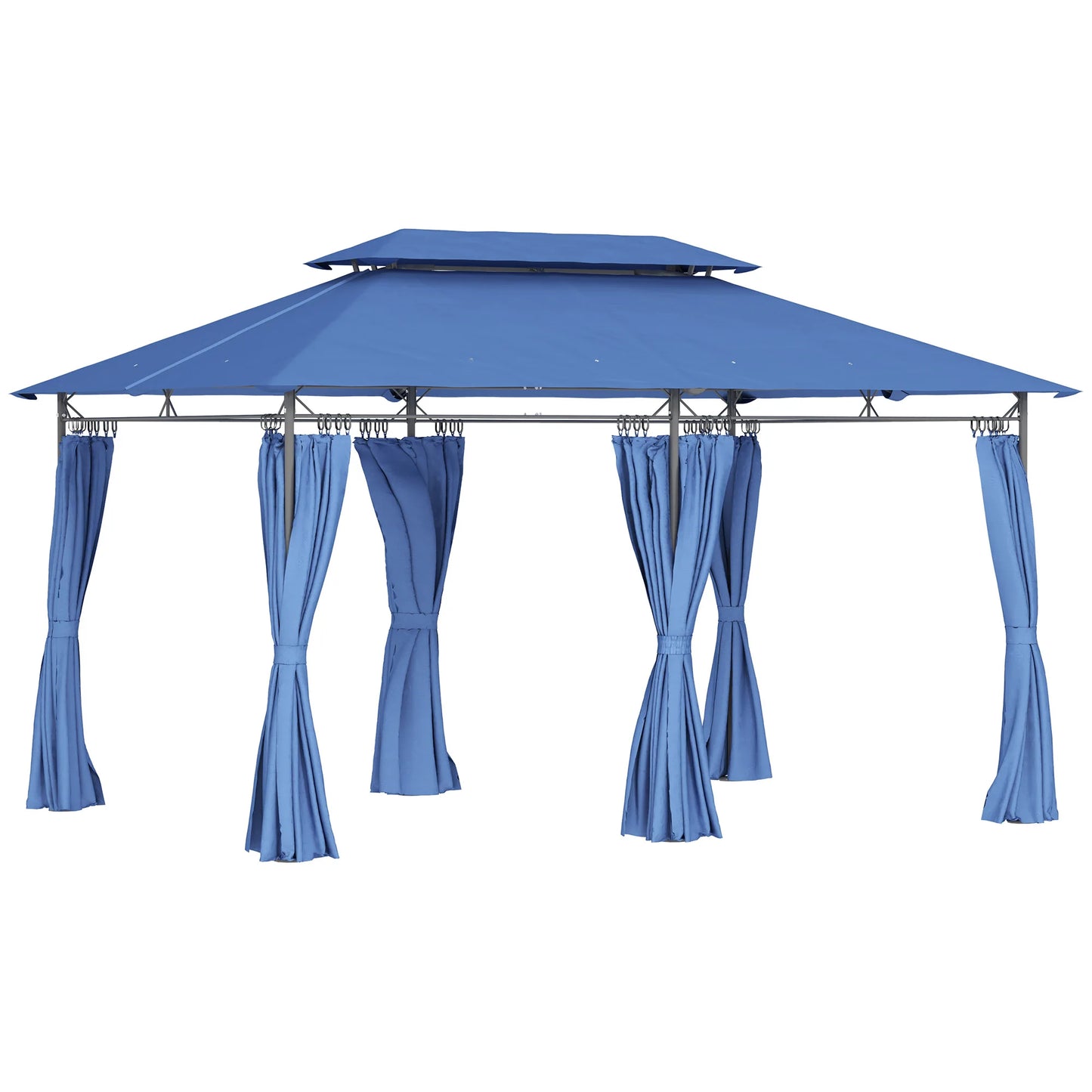 Outsunny Double Roof Patio Gazebo With Curtains Sidewalls