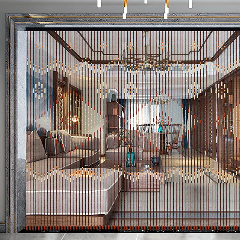 Natural Retro Wooden Beaded Door Curtain With 31 Strings