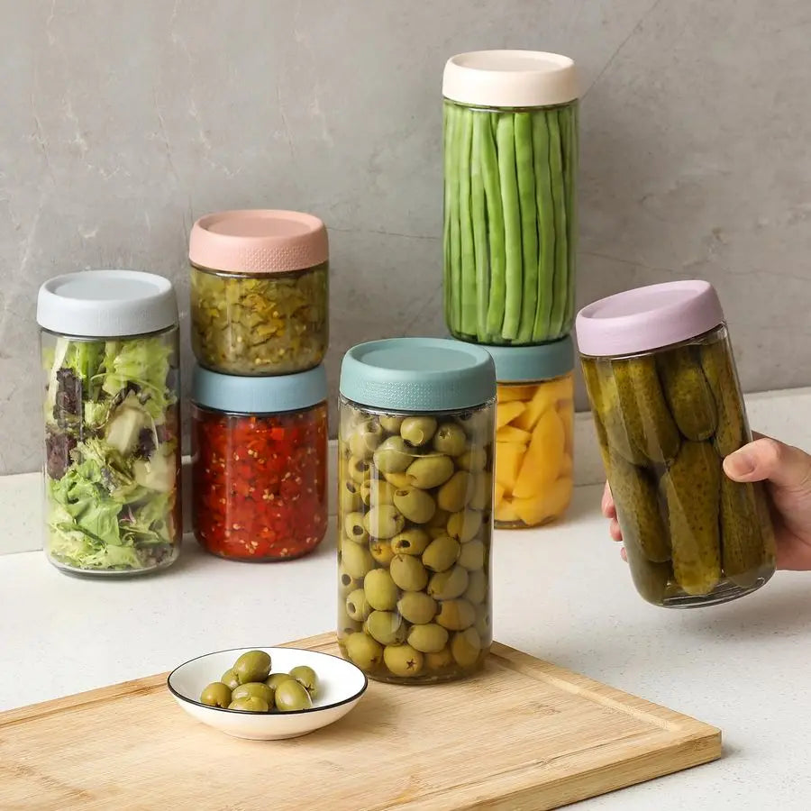 Glass Storage Jars With Airtight Lids 6 Pack Containers