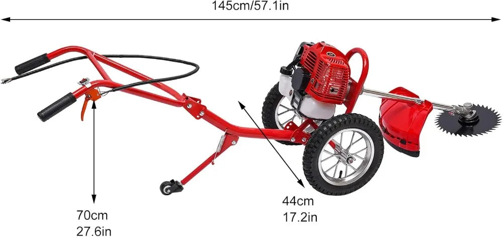 Gas Walk Behind Brush Cutter 49cc Two Stroke Engine