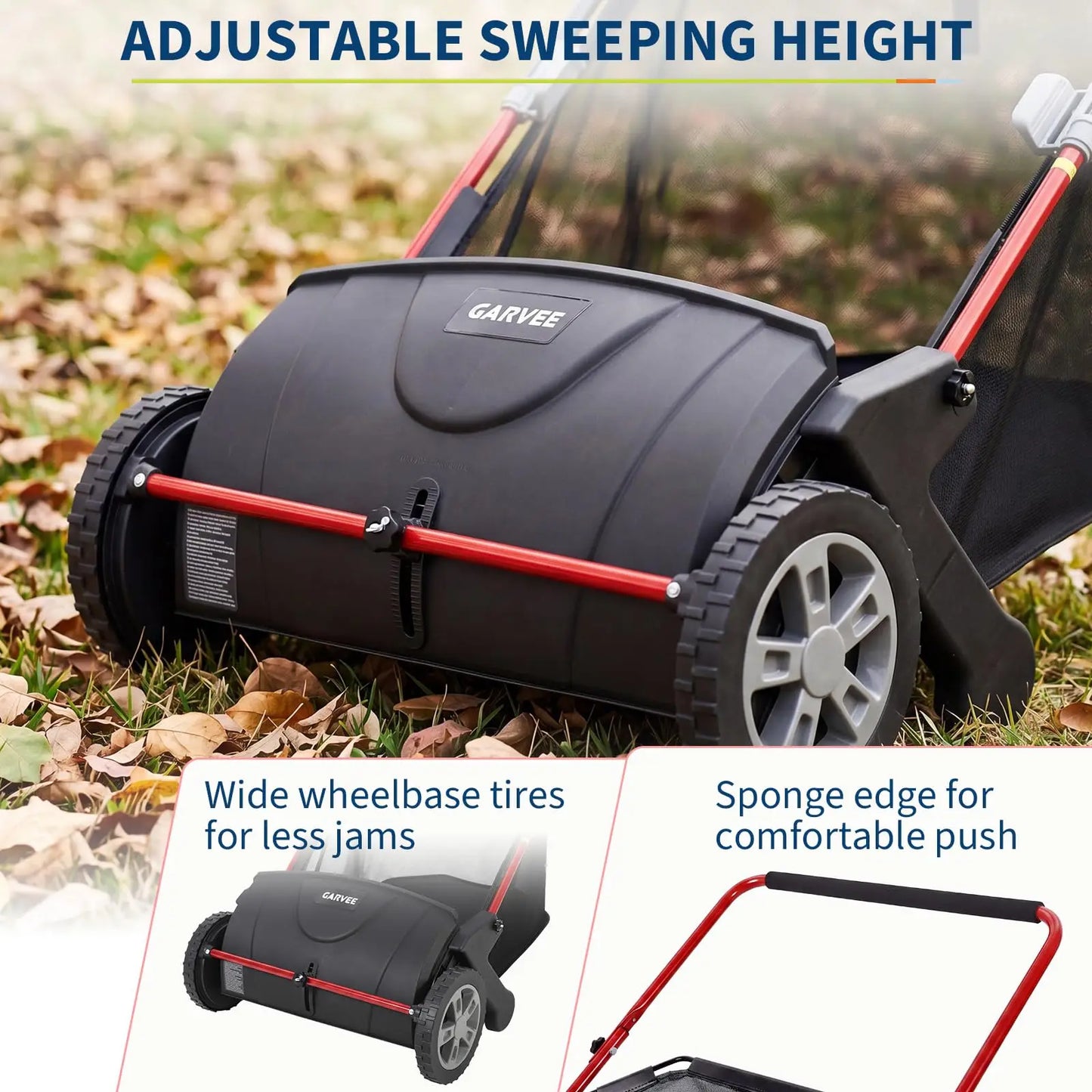 Simis 21 Inch Manual Push Lawn Sweeper With Adjustable Height