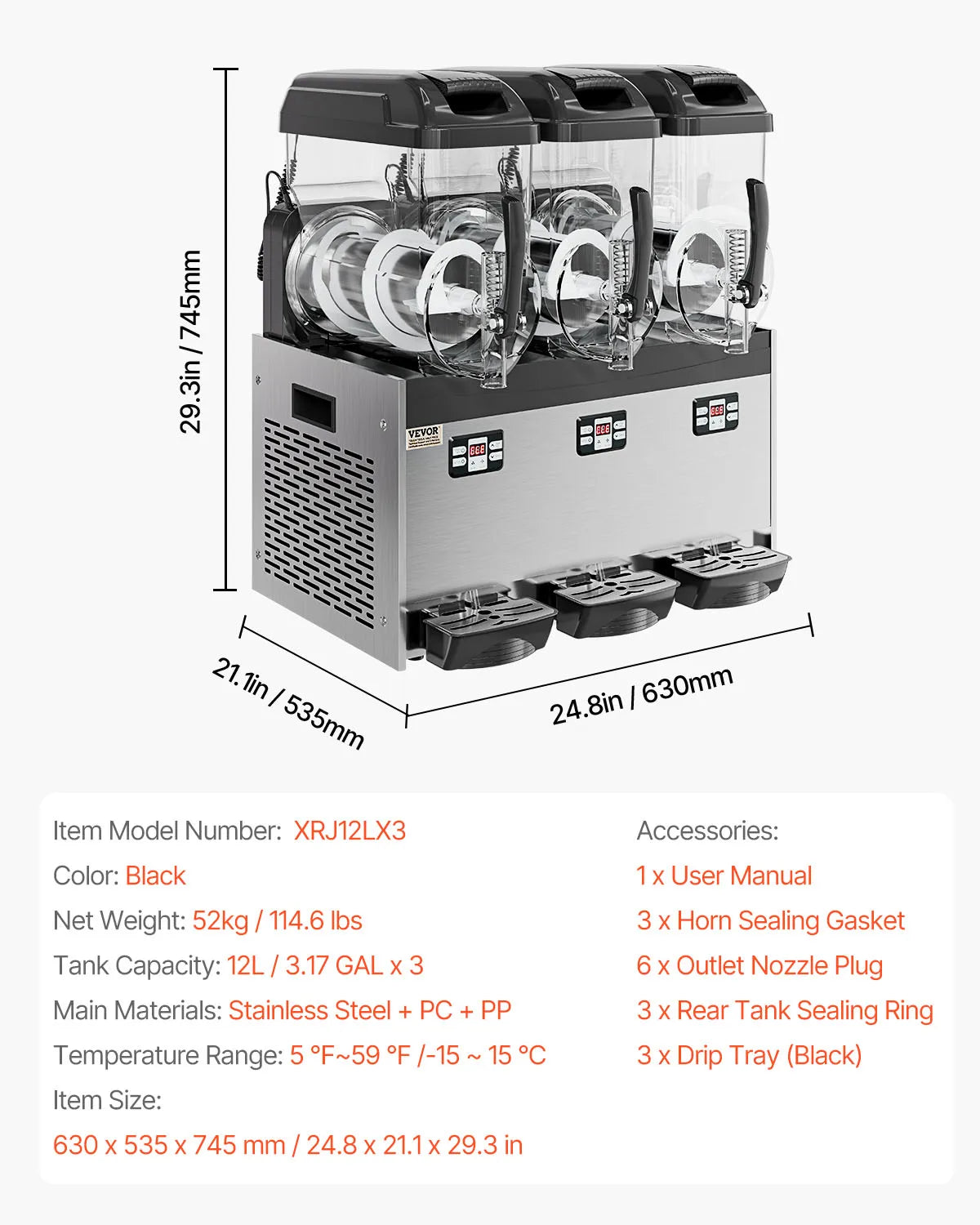 VEVOR Commercial Slushy Machine Dual Tank For Margaritas And Smoothies