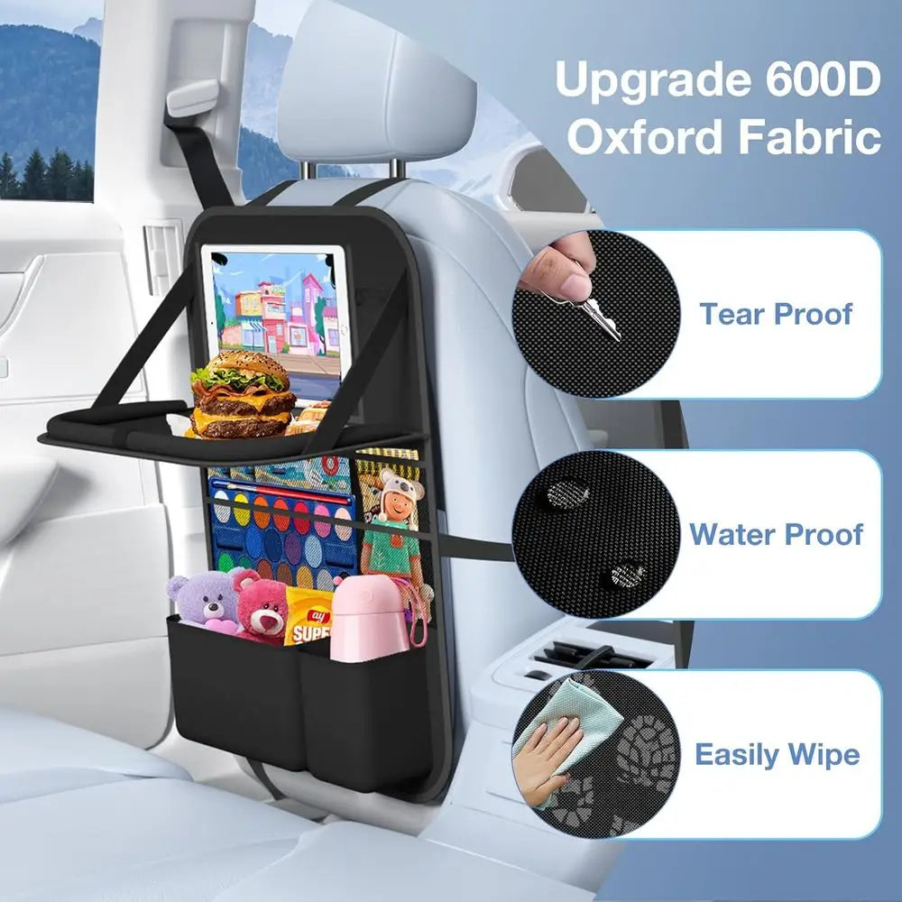 Backseat Car Organizer With Table Tray And Storage Pockets