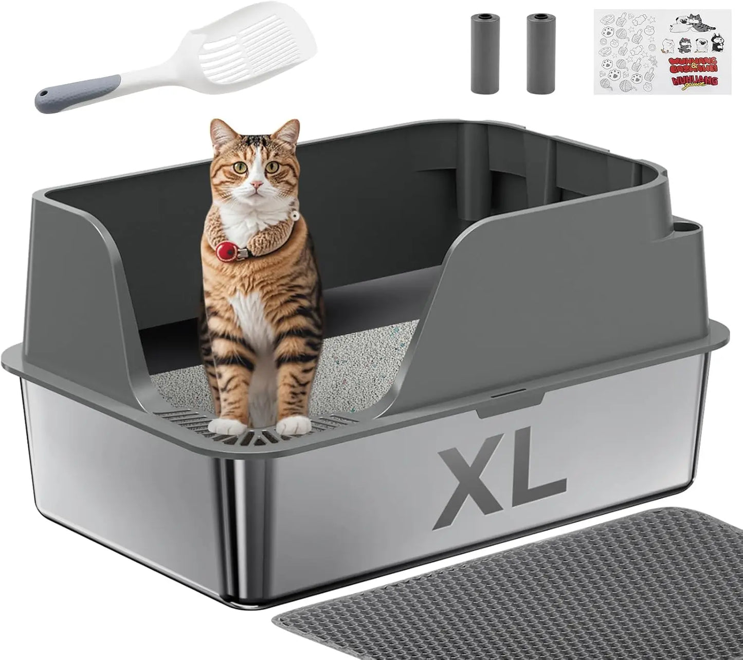 Stainless Steel Cat Litter Box With Splash Proof And Leak Proof