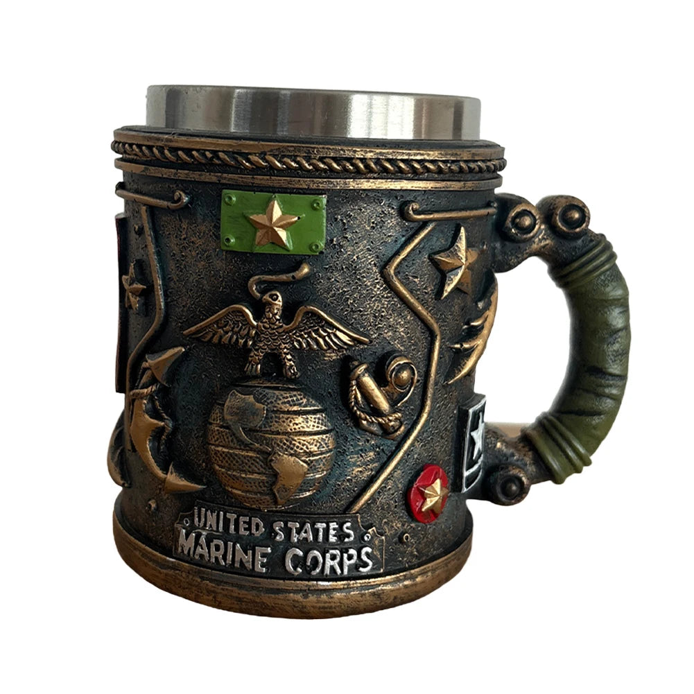 American Commemorative Mug Decorative 3D Relief For Veterans Marine Corps