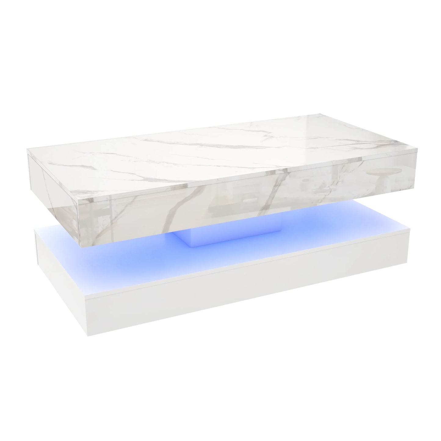 QiaoShiRen Modern LED Coffee Table With Two Drawers And Storage