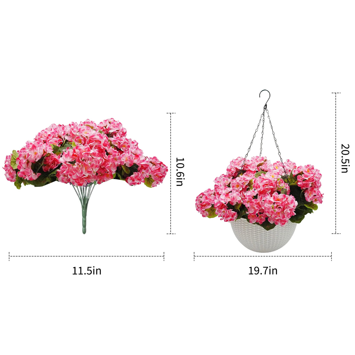 Artificial Geraniums Hanging Baskets For Outdoor Patio Garden Decor