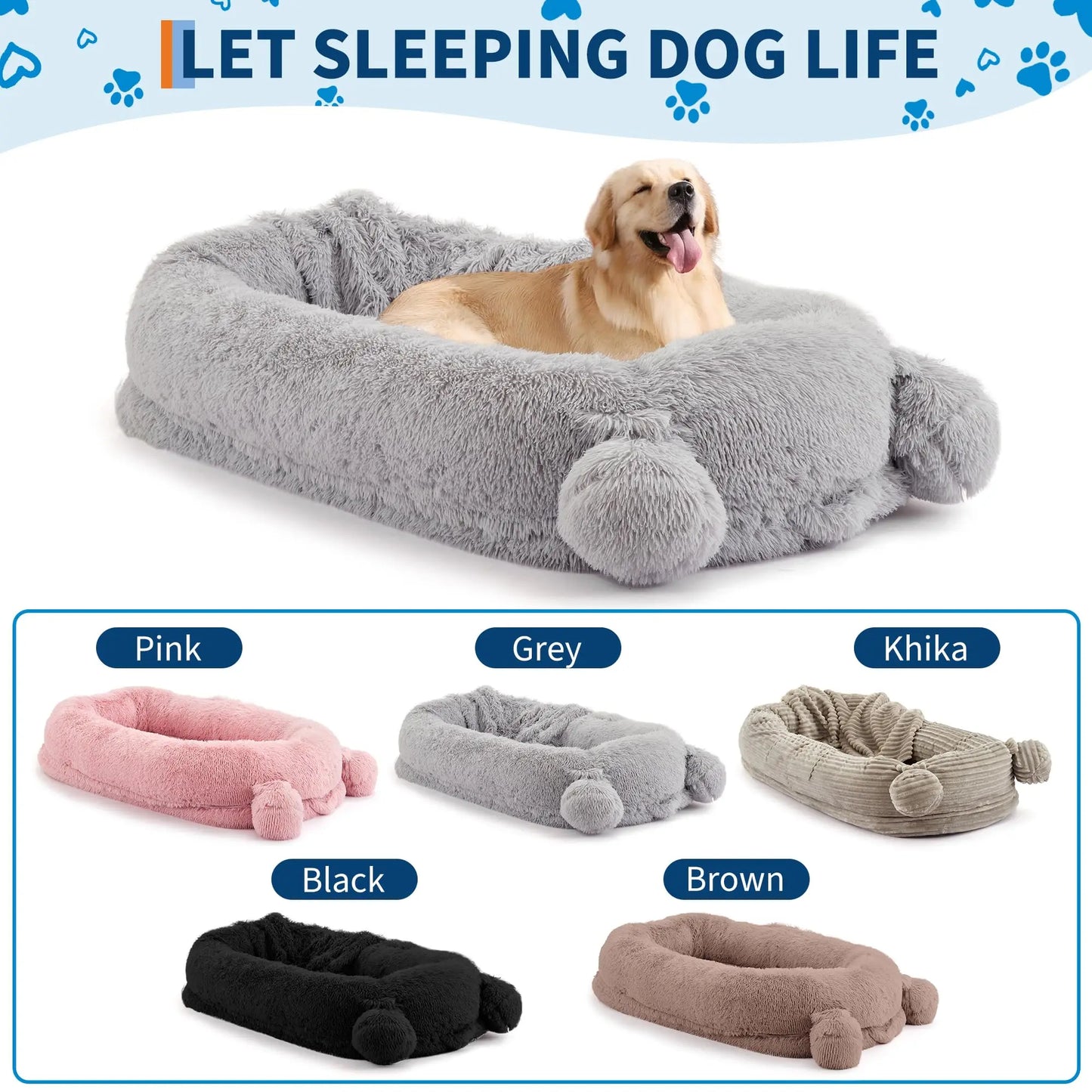 HiMISS Human Dog Bed With Pockets And Removable Cover