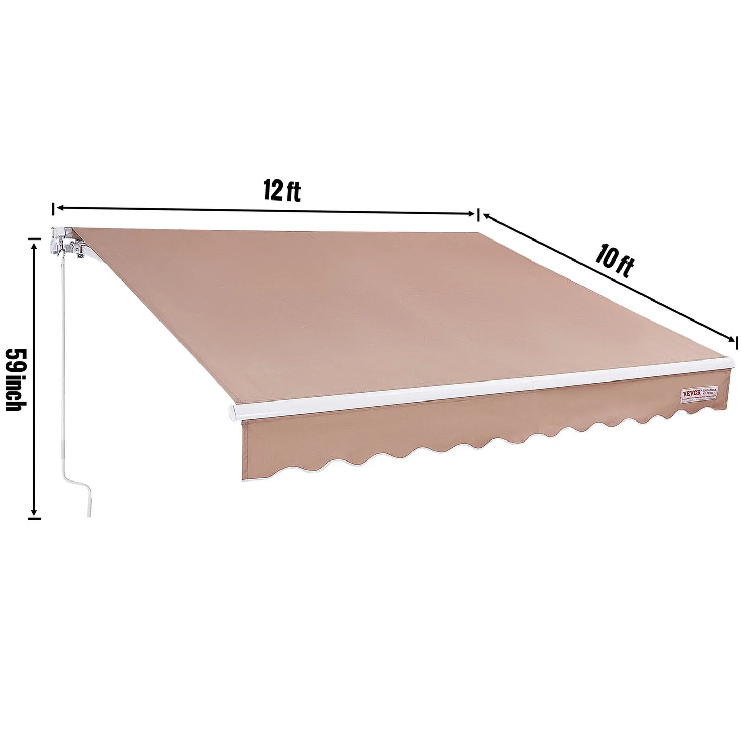 SucceBuy Manual Retractable Awning Outdoor Sun Shade Polyester Patio