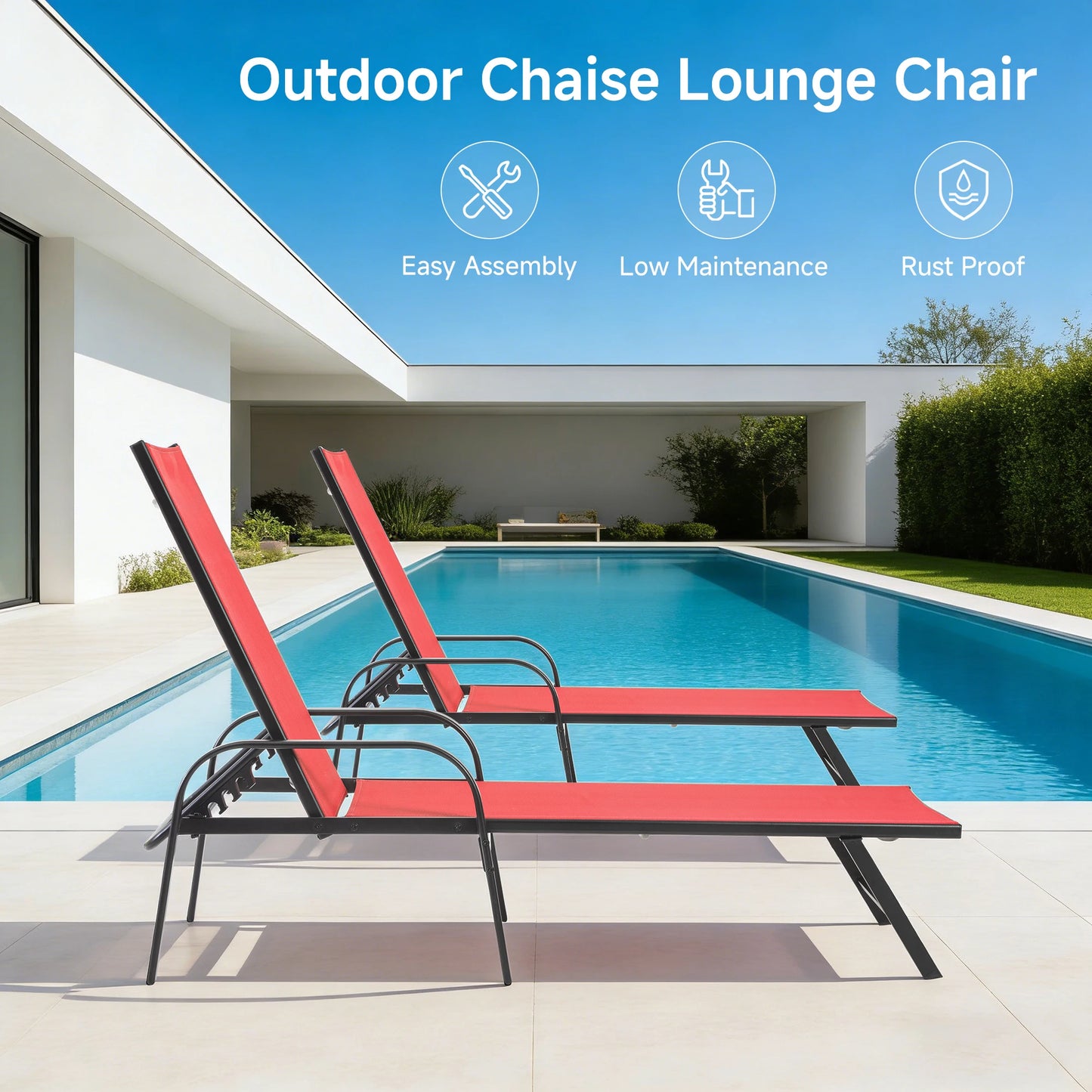 JHK Folding 8-Leg Beach Chair With Armrests Portable Outdoor Lounger