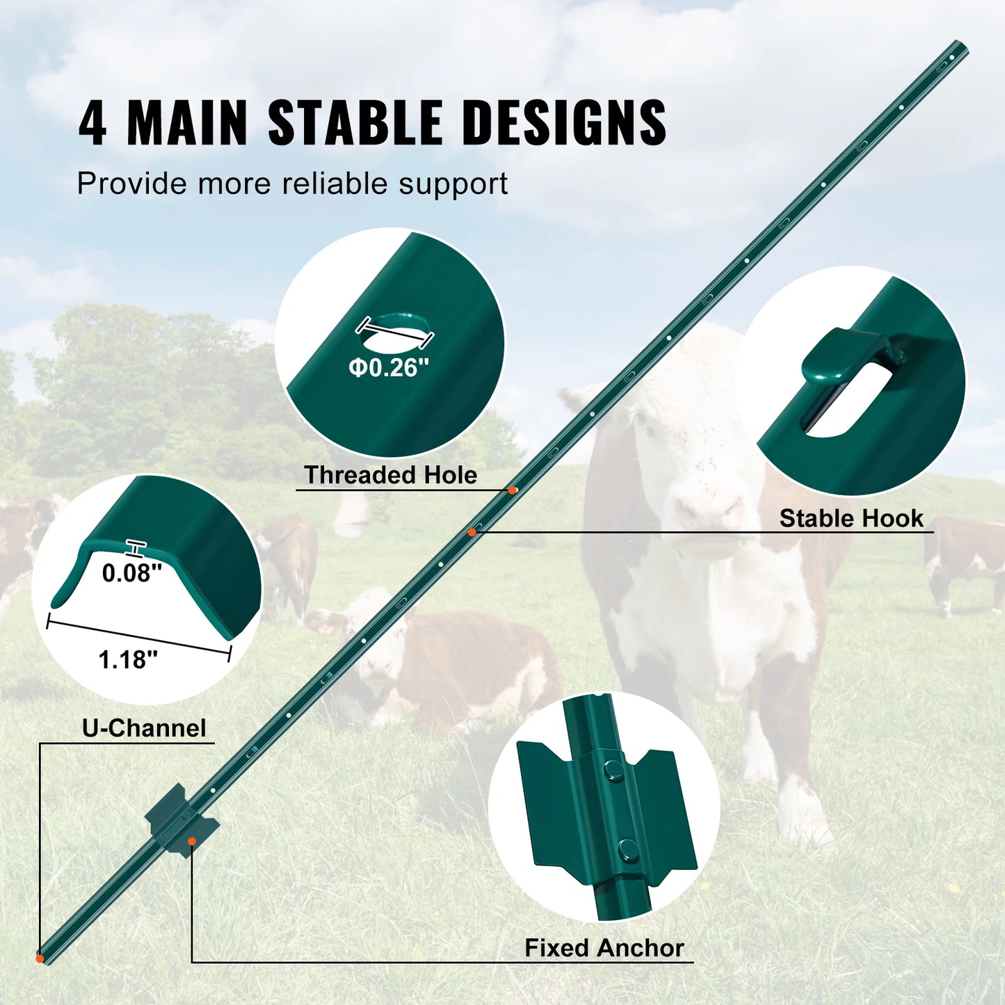 SucceBuy Fence Post TPost Heavy Duty Steel Stakes For Garden