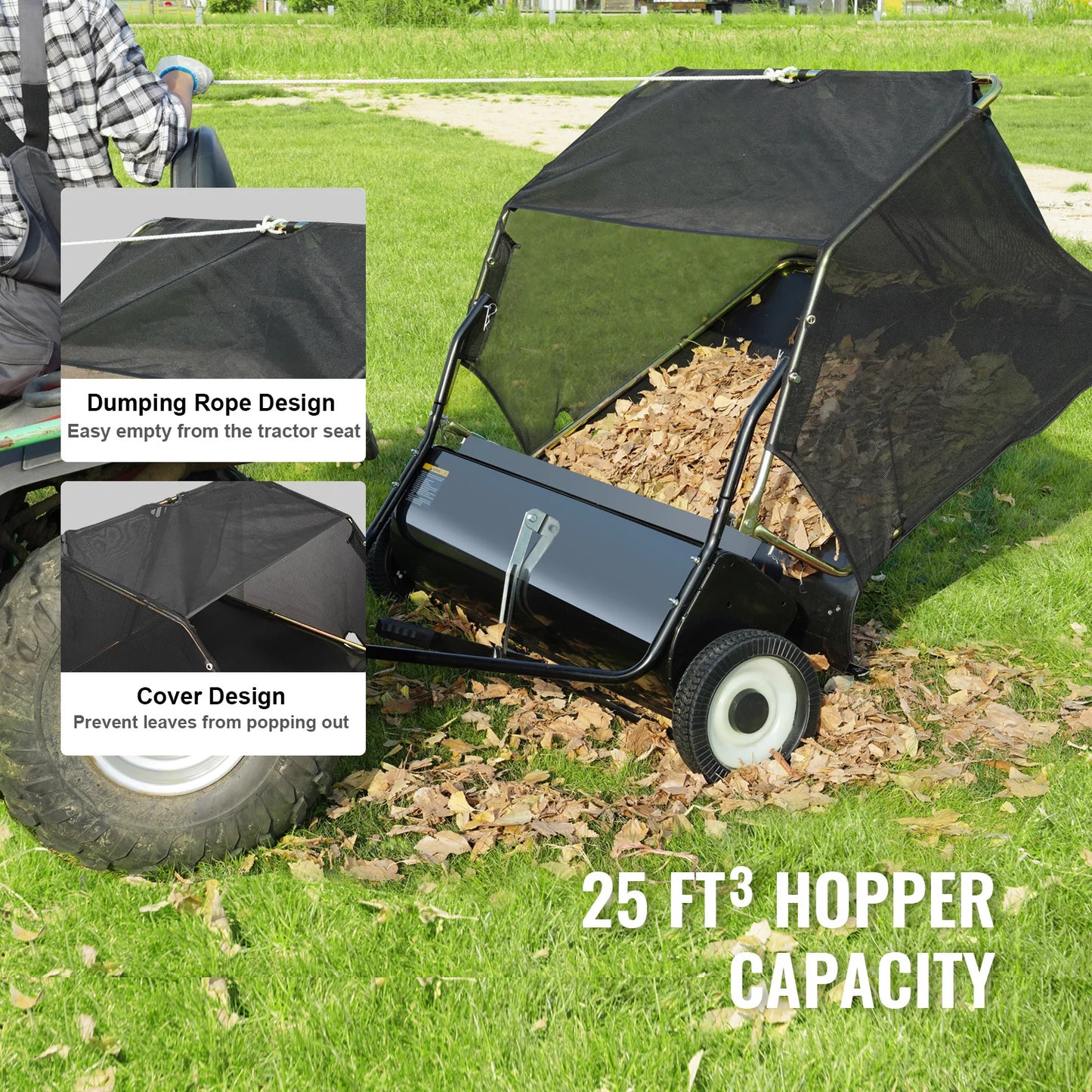 SucceBuy Tow Behind Heavy Duty Lawn Sweeper