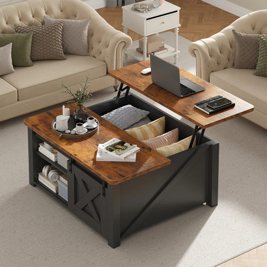 MCQ Lift-Top Wood Coffee Table With Adjustable Storage