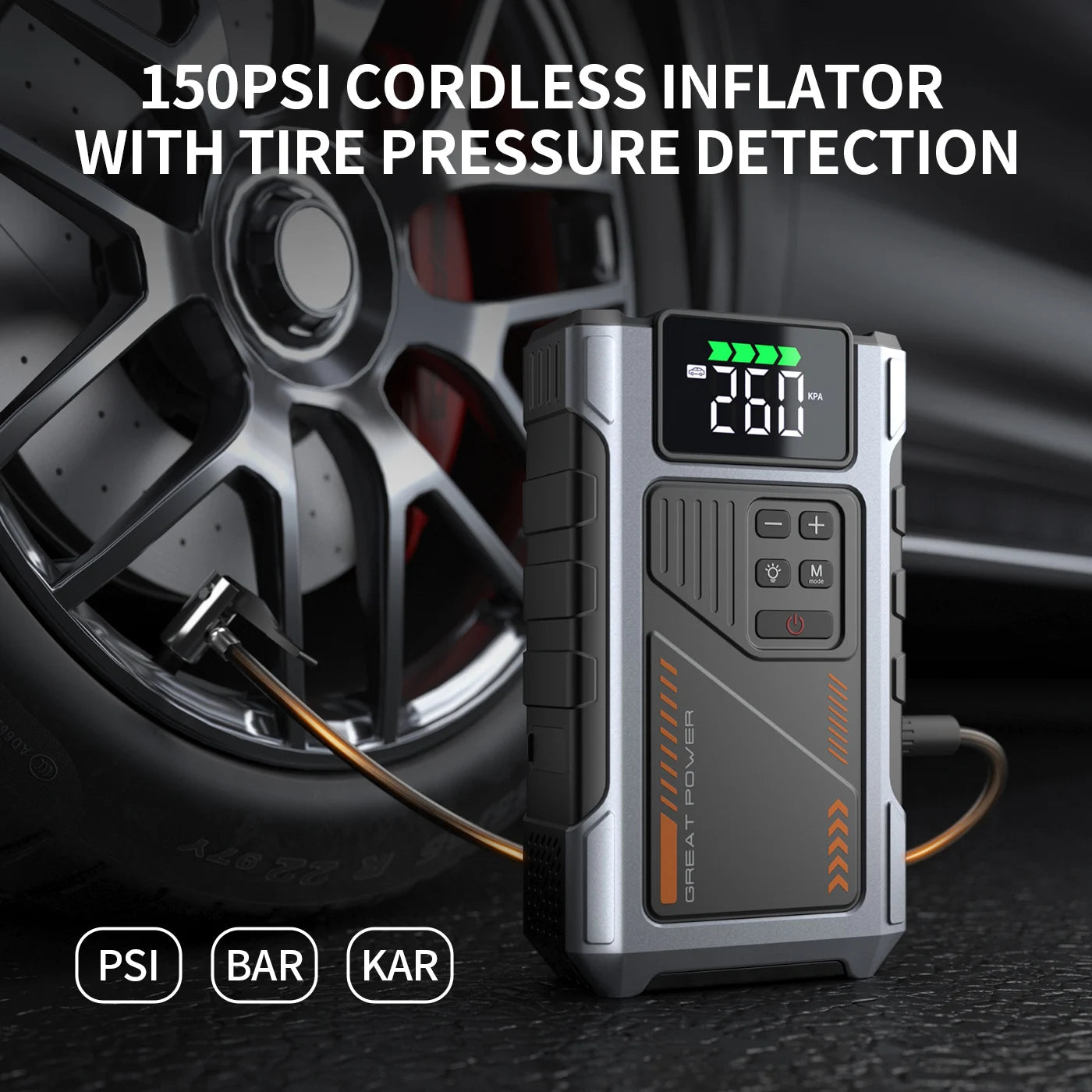 Geeneu 3000A Peak Portable Car Jump Starter With Air Compressor
