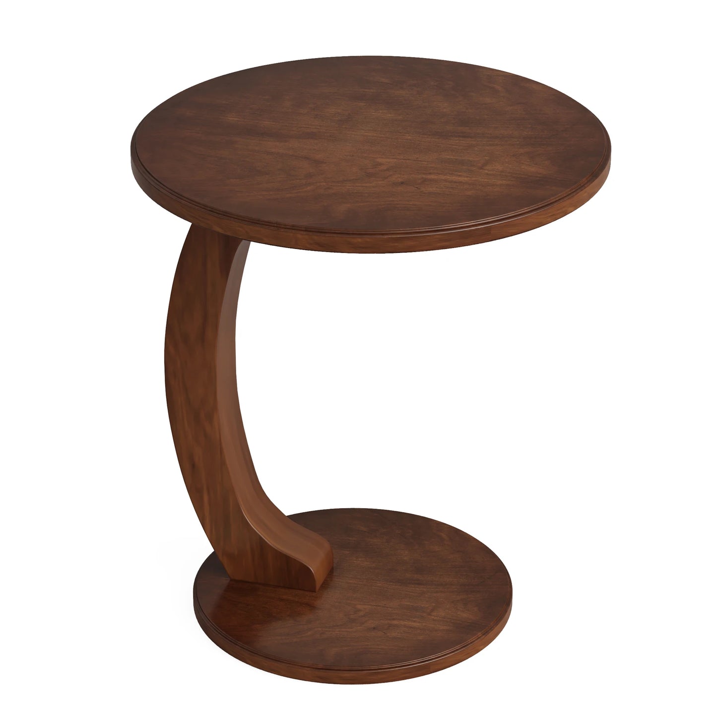 Tribesigns Round Wood C Shaped End Table For Living Room