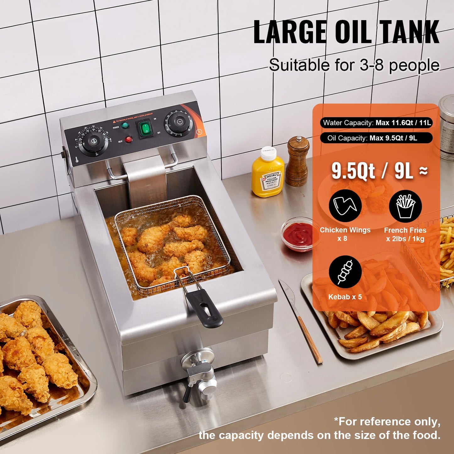SucceBuy Commercial Electric Countertop Deep Fryer With Basket