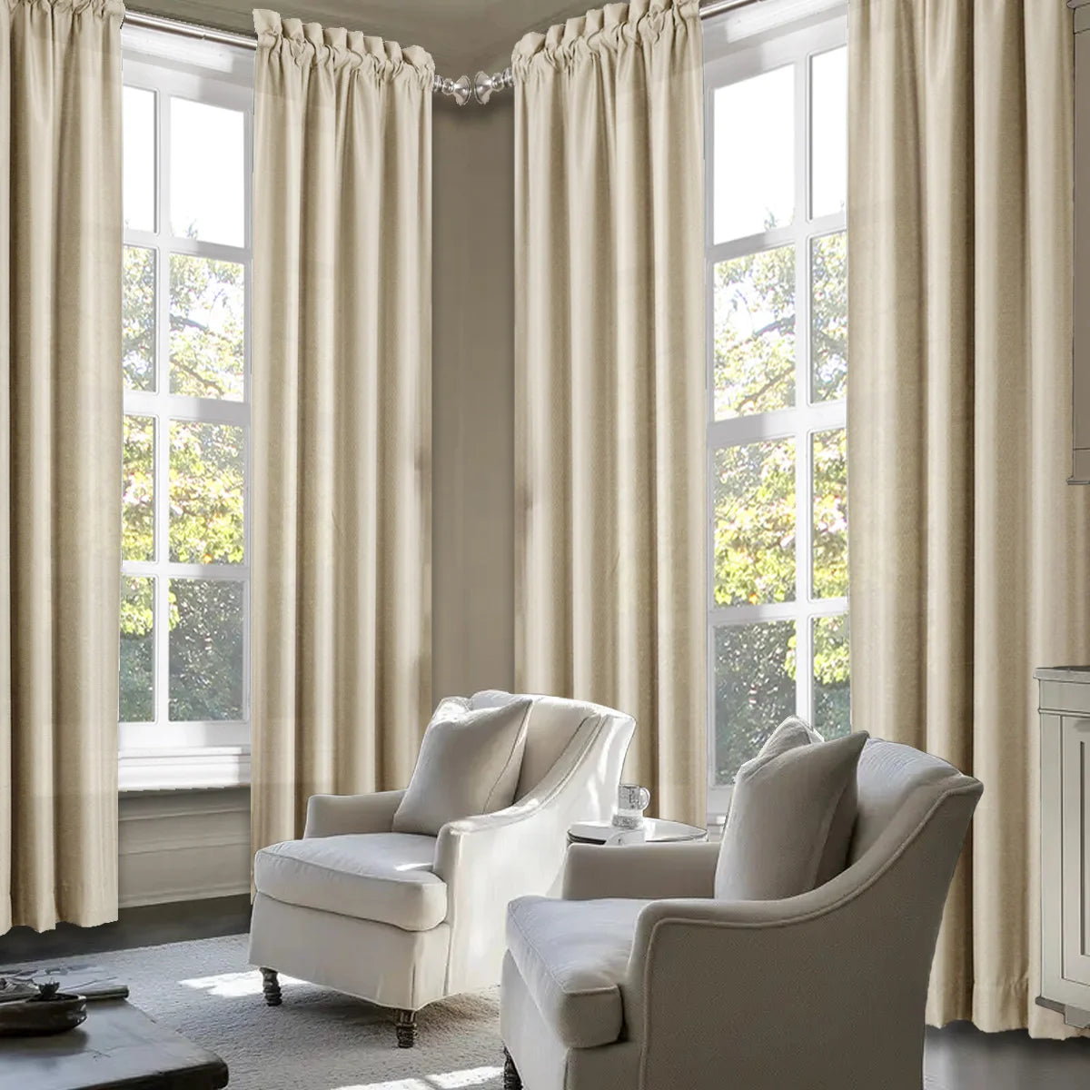 SABALANICA Light Filtering Curtain Set 4 Pieces Rod Pocket Polyester