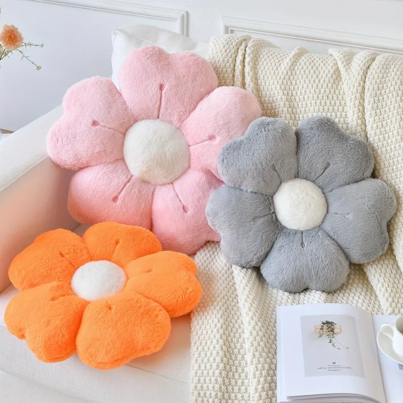 Flower Shaped Plush Throw Pillow For Sofa Chair Floor Cushion