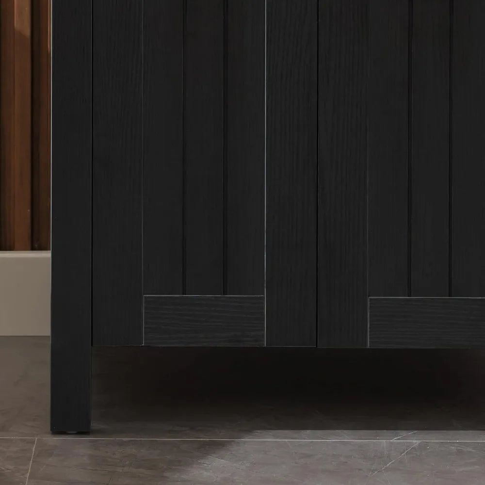 XIAOLANG Modern Grooved Vanity Cabinet With Vessel Sink