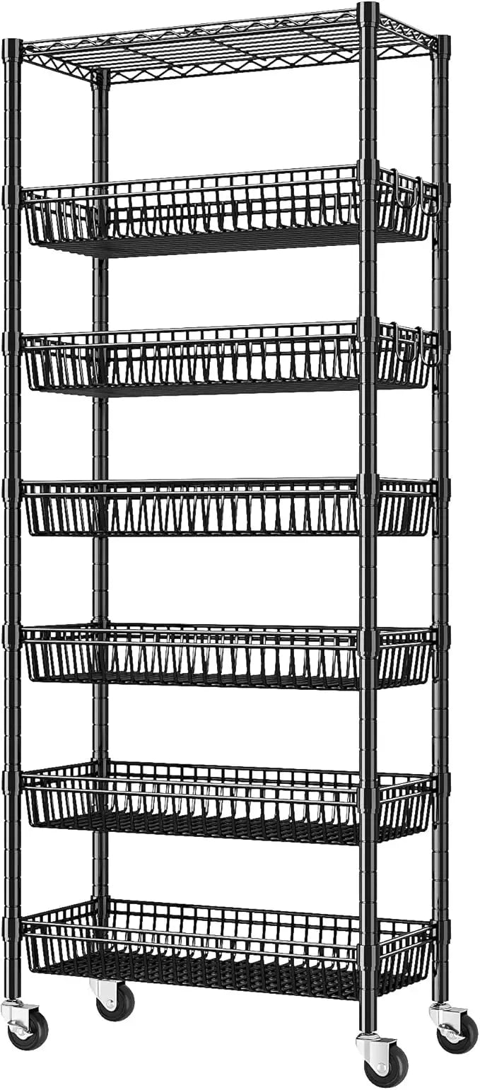 7-Tier Wire Shelving With Wheels For Kitchen Pantry