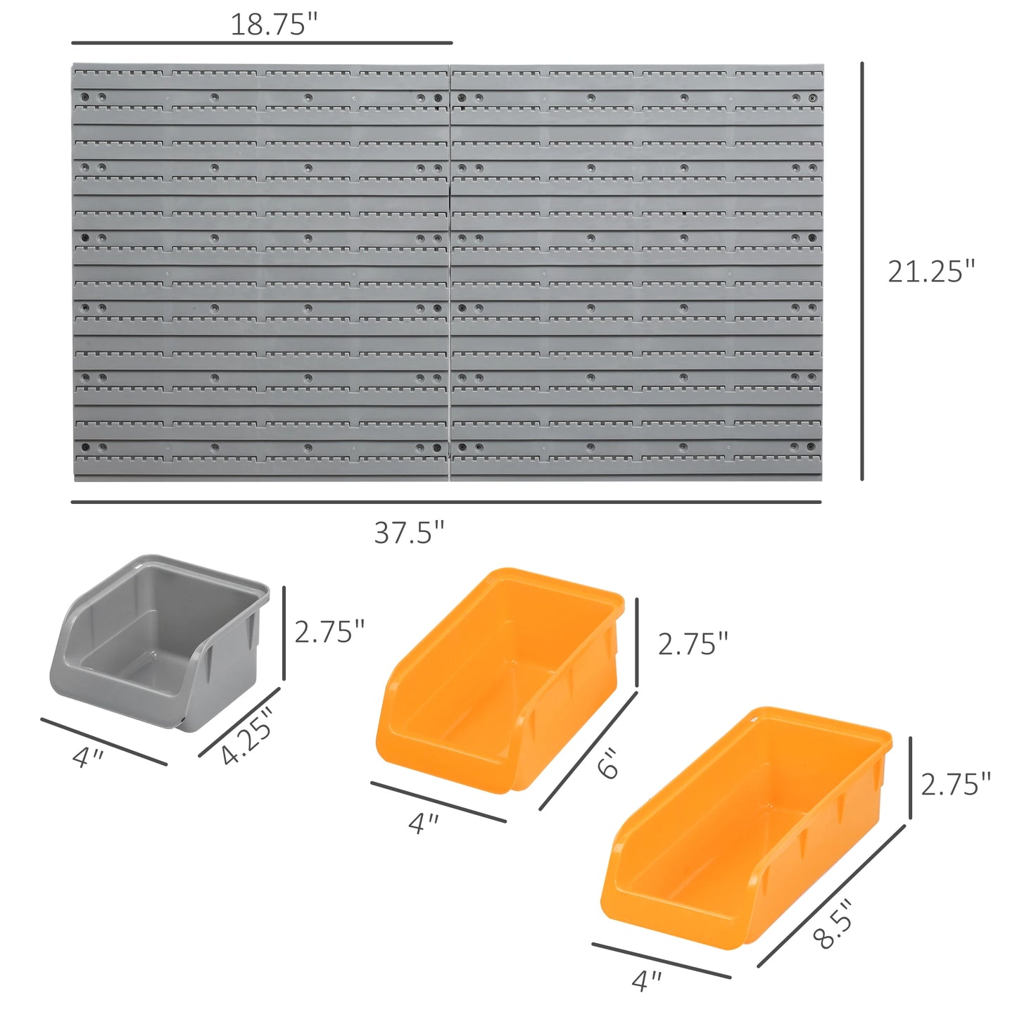 Wall Mounted Storage Bins Pegboard Tool Organizer Rack Kit Garage