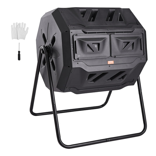 SucceBuy Dual Chamber BPA Free Composting Tumbler For Garden Waste